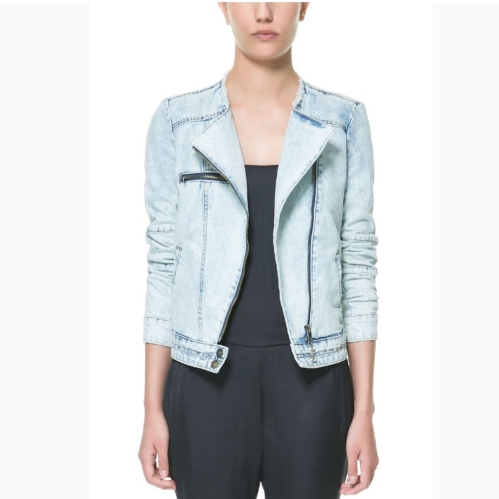 Zara Trafaluc Denim Biker Jacket